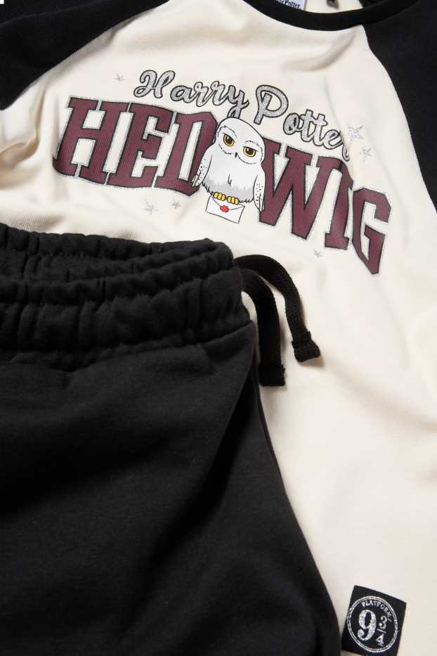 Children Girls - Harry Potter - set - short sleeve T-shirt and joggers - 2 piece - black / beige