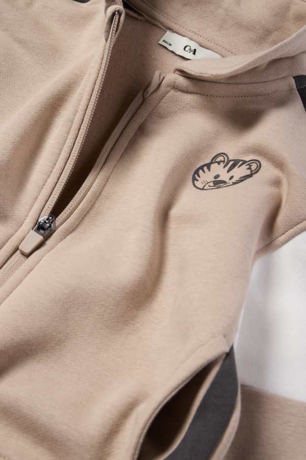 Children Boys - Tiger - zip-through sweatshirt - beige