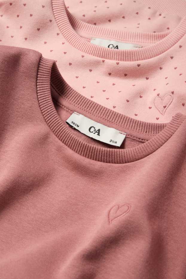 Children Girls - Multipack of 2 - heart - sweatshirt - dark rose