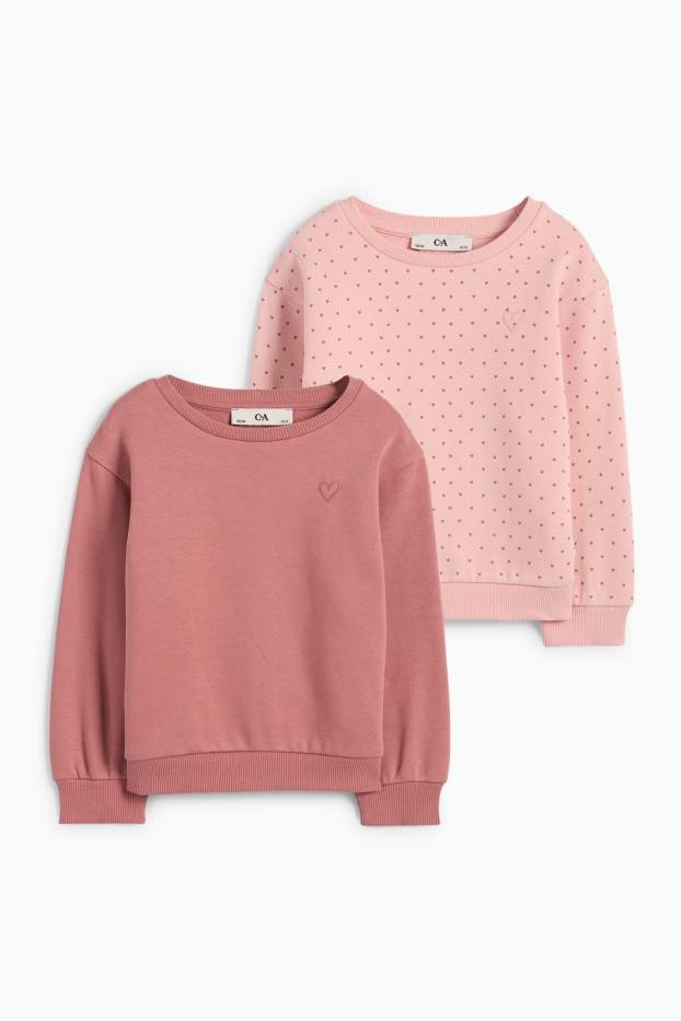 Children Girls - Multipack of 2 - heart - sweatshirt - dark rose