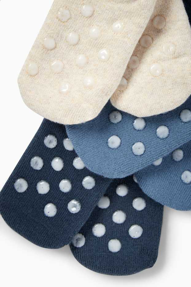 Baby Boys - Multipack of 3 - dinosaur - non-slip baby socks with motif - blue / beige