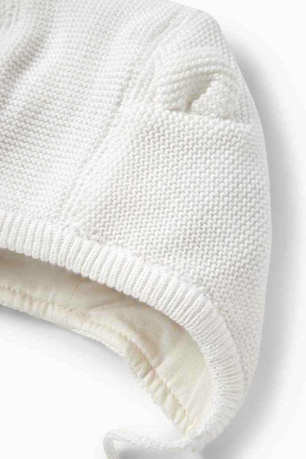 Baby Mädchen - Baby-Strickmütze - cremeweiß