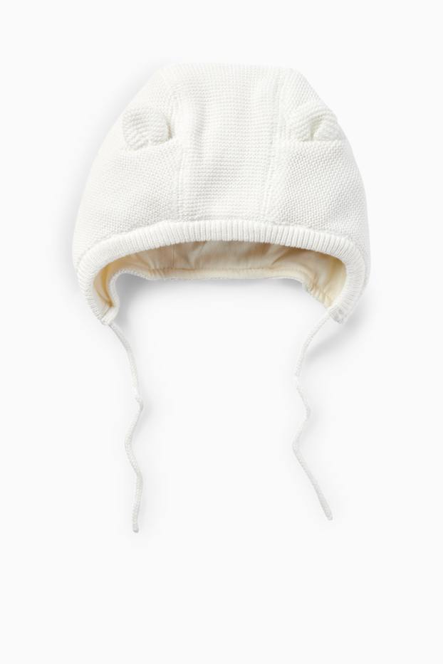 Baby Mädchen - Baby-Strickmütze - cremeweiß