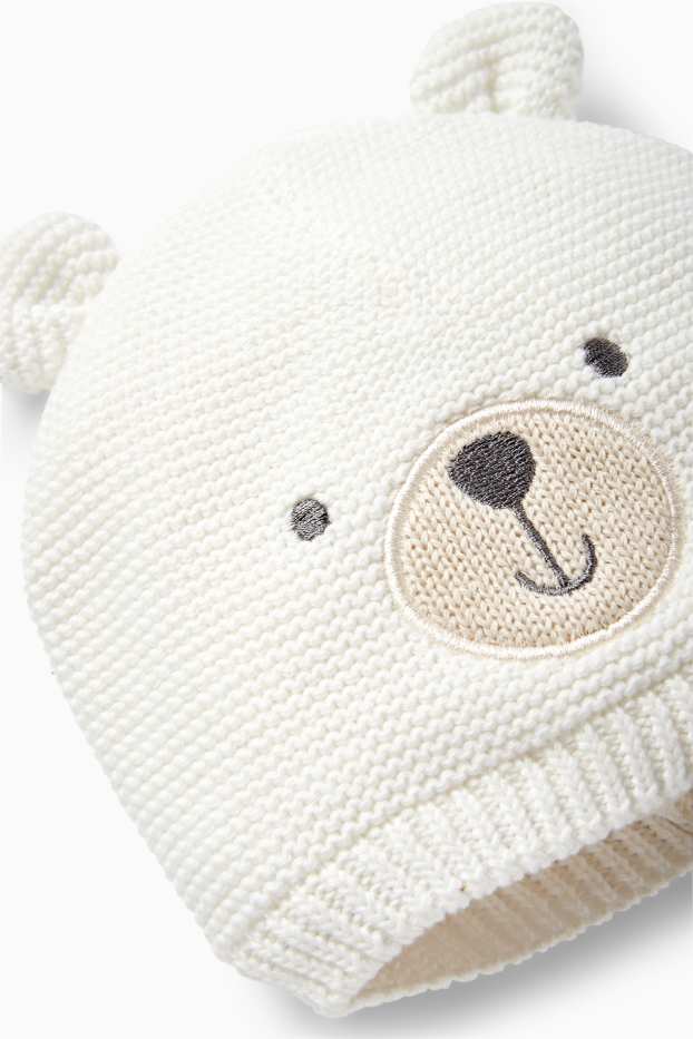 Bébés filles - Ours polaire - bonnet en maille pour bébé - blanc crème