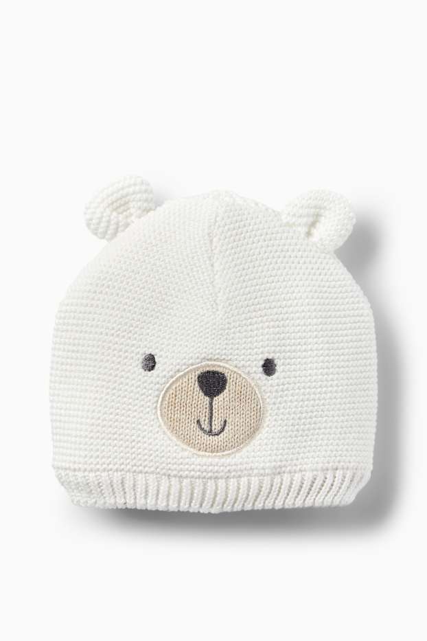 Bébés filles - Ours polaire - bonnet en maille pour bébé - blanc crème