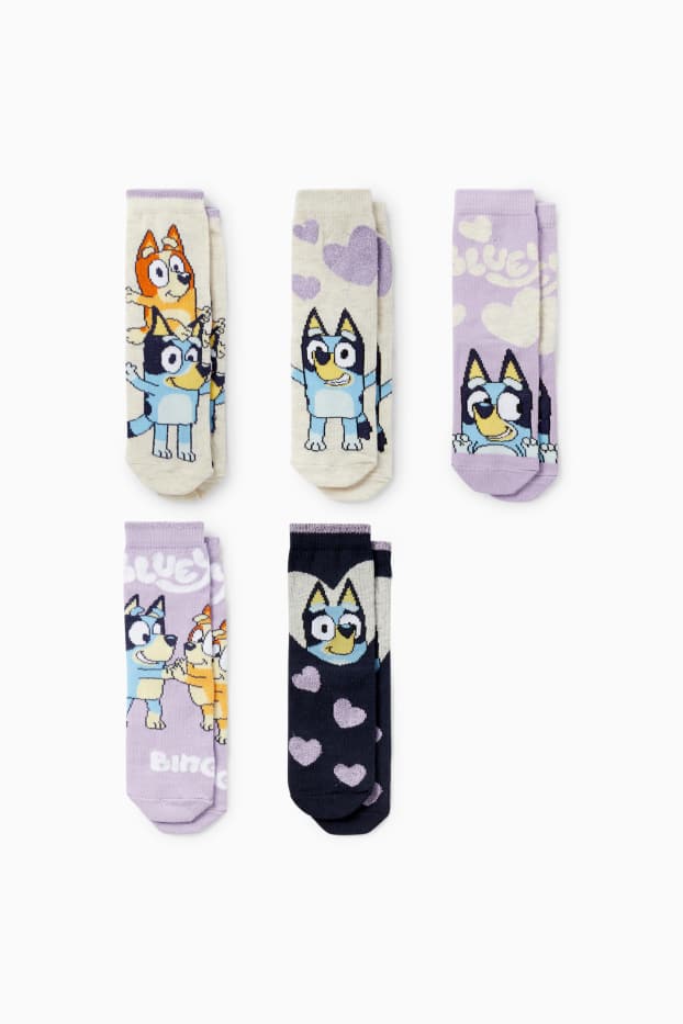 Kinder Mädchen - Multipack 5er - Bluey - Socken mit Motiv - hellviolett