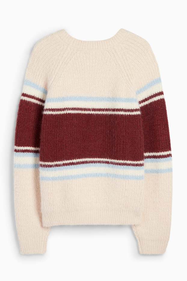 Bambine - Maglione - a coste - a righe - beige chiaro