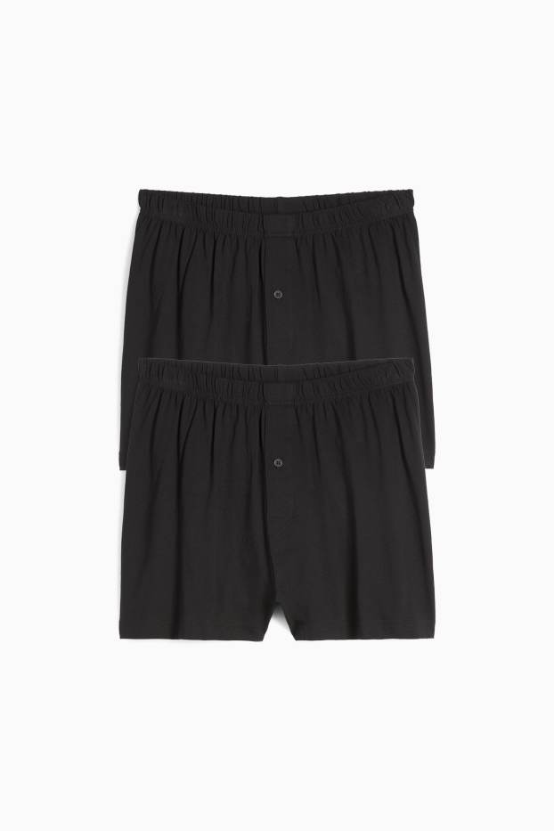 Hommes - Lot de 2 - caleçons - jersey - noir