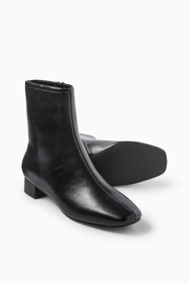 Dames - Enkellaarzen - imitatieleer - zwart