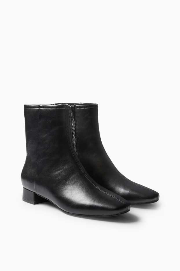 Damen - Ankle Boots - Lederimitat - schwarz