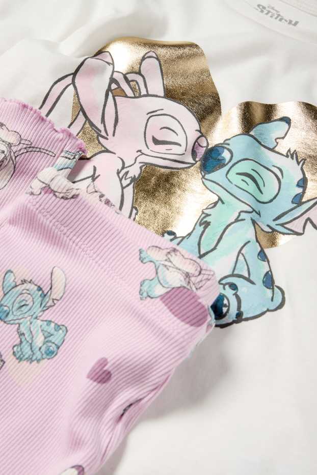 Kinder Mädchen - Lilo & Stitch - Pyjama - 2 teilig - weiß / rosa