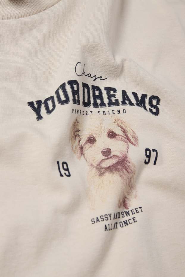 Dames - T-shirt - oversized - licht beige