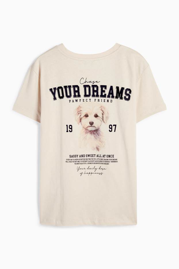 Dames - T-shirt - oversized - licht beige
