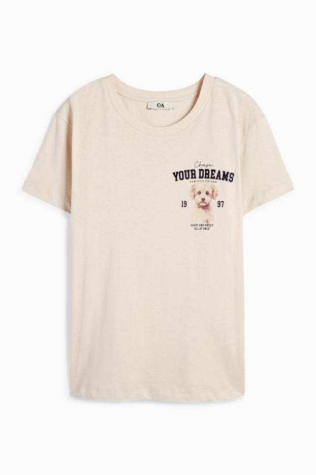 Dames - T-shirt - oversized - licht beige