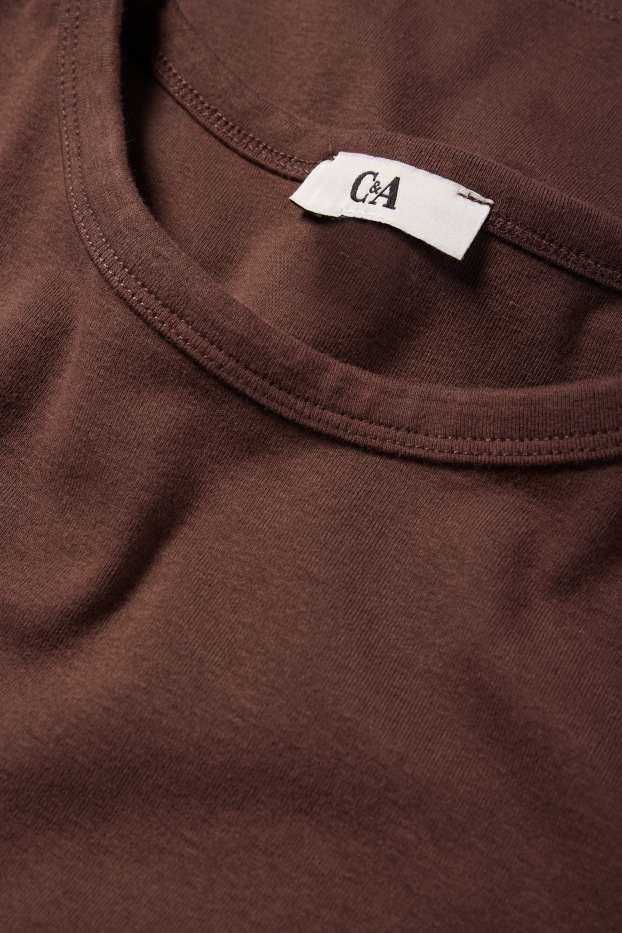 Women - T-shirt - slim fit - brown