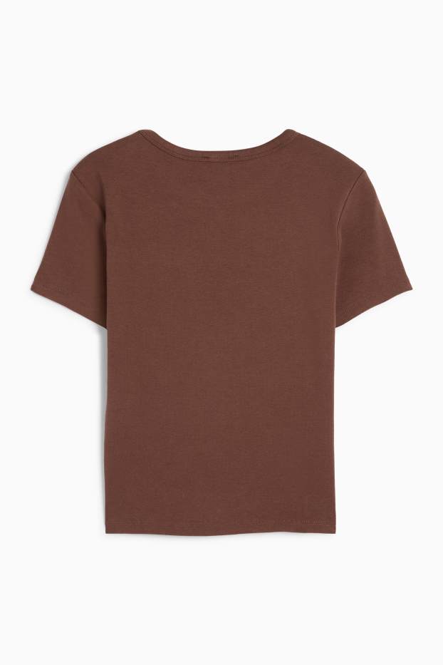 Women - T-shirt - slim fit - brown