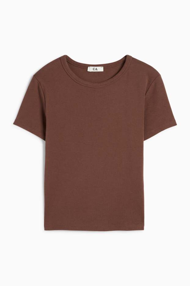 Women - T-shirt - slim fit - brown