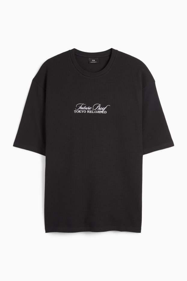 Herren - T-Shirt - Oversized - strukturiert - schwarz
