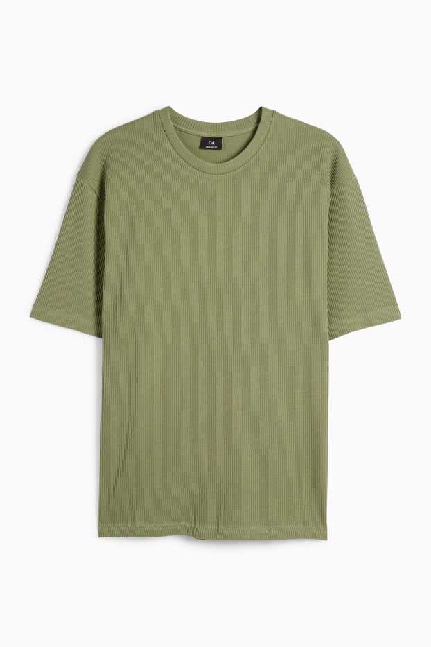 Men - T-shirt - relaxed fit - ribbed - green