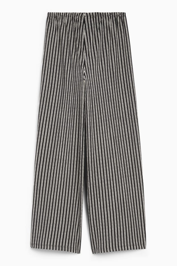 Kinder Mädchen - Jersey-Hose - Palazzo - gestreift - strukturiert - schwarz / weiß