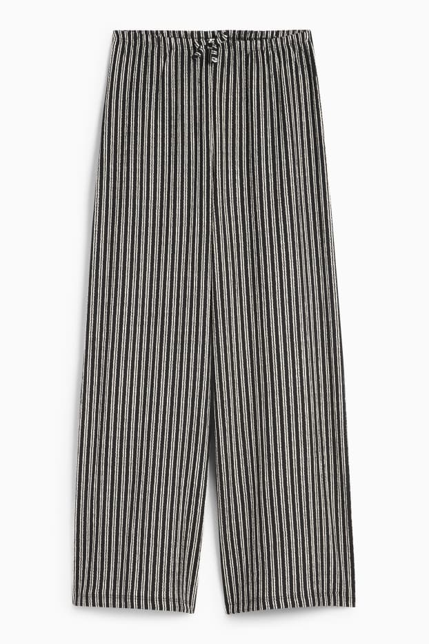 Kinder Mädchen - Jersey-Hose - Palazzo - gestreift - strukturiert - schwarz / weiß