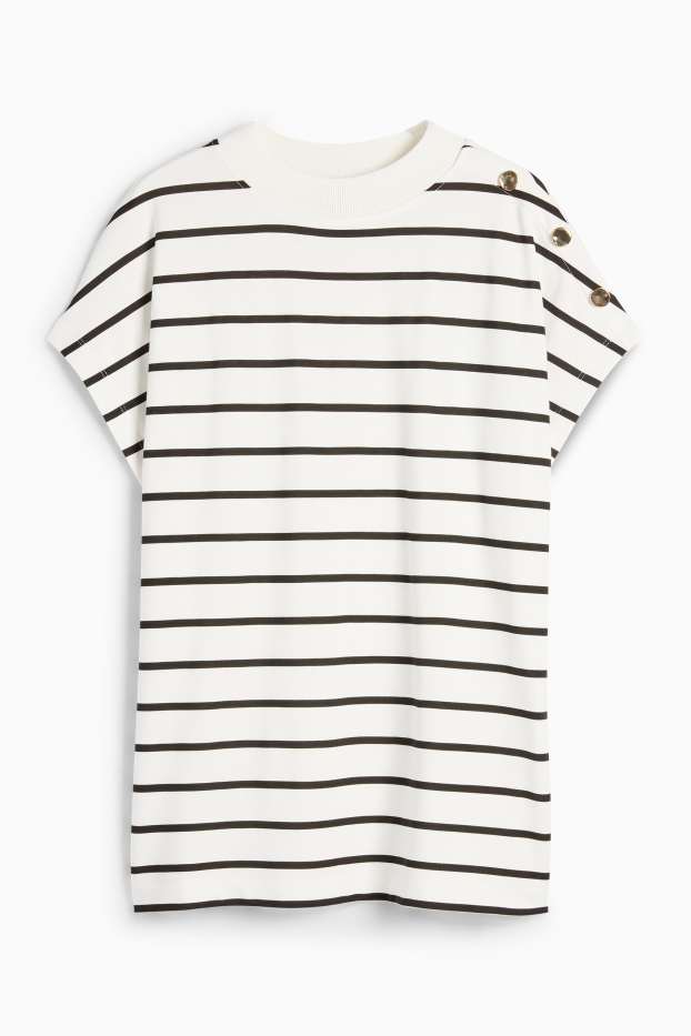 Femmes - T-shirt - regular fit - à rayures - blanc