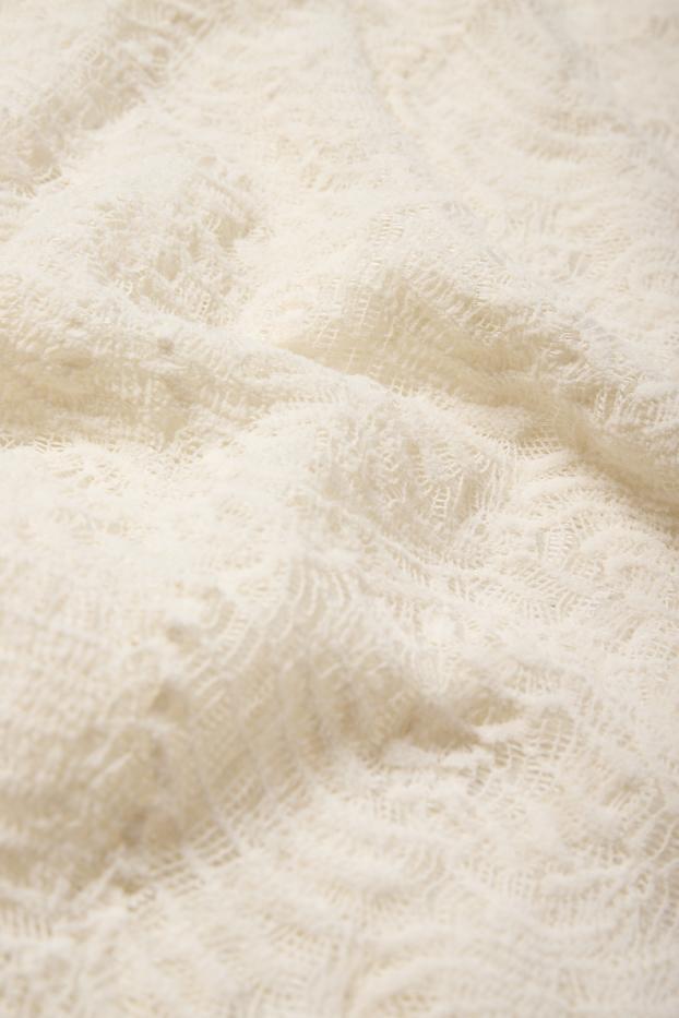 Mujer - Camiseta de manga larga - con textura - blanco roto