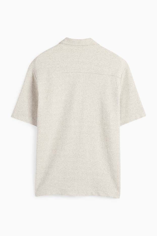 Herren - Strick-Hemd - Regular Fit - Reverskragen  - beige