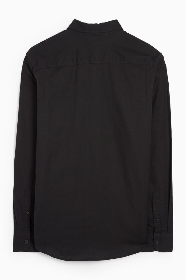 Herren - Hemd - Regular Fit - Button-down - schwarz