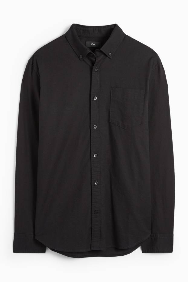 Herren - Hemd - Regular Fit - Button-down - schwarz