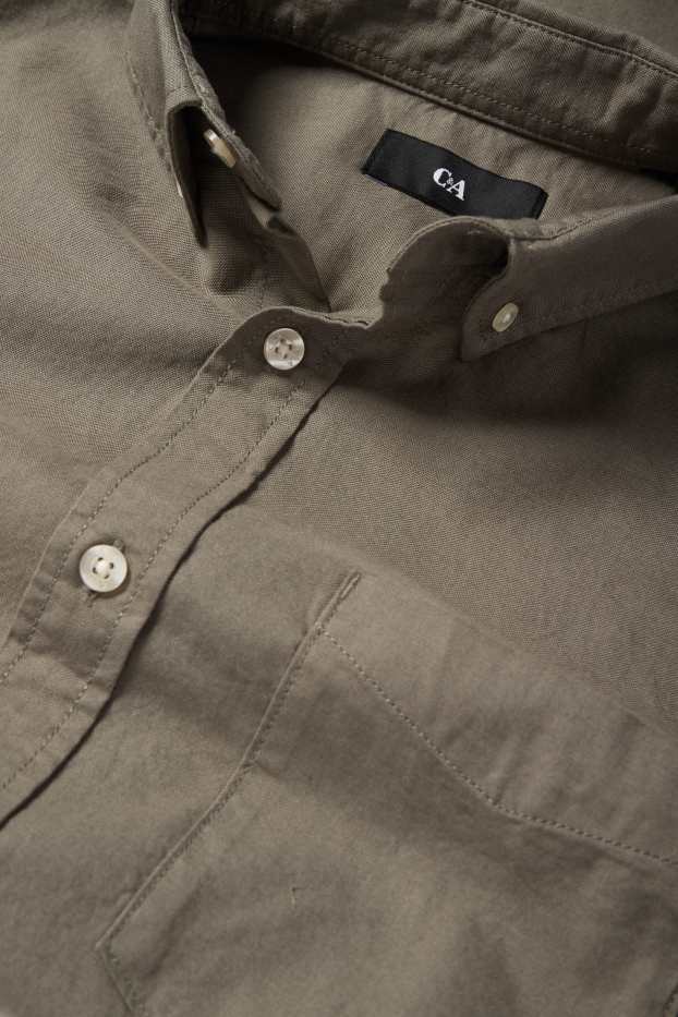 Herren - Hemd - Regular Fit - Button-down - grün