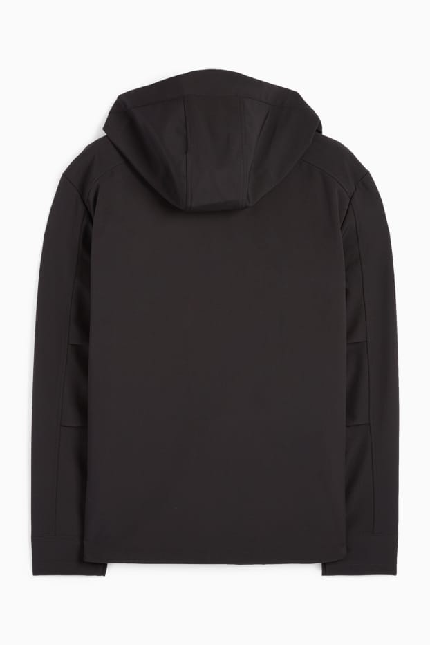 Hombre - Chaqueta softshell con capucha - impermeable - 4 Way Stretch - negro