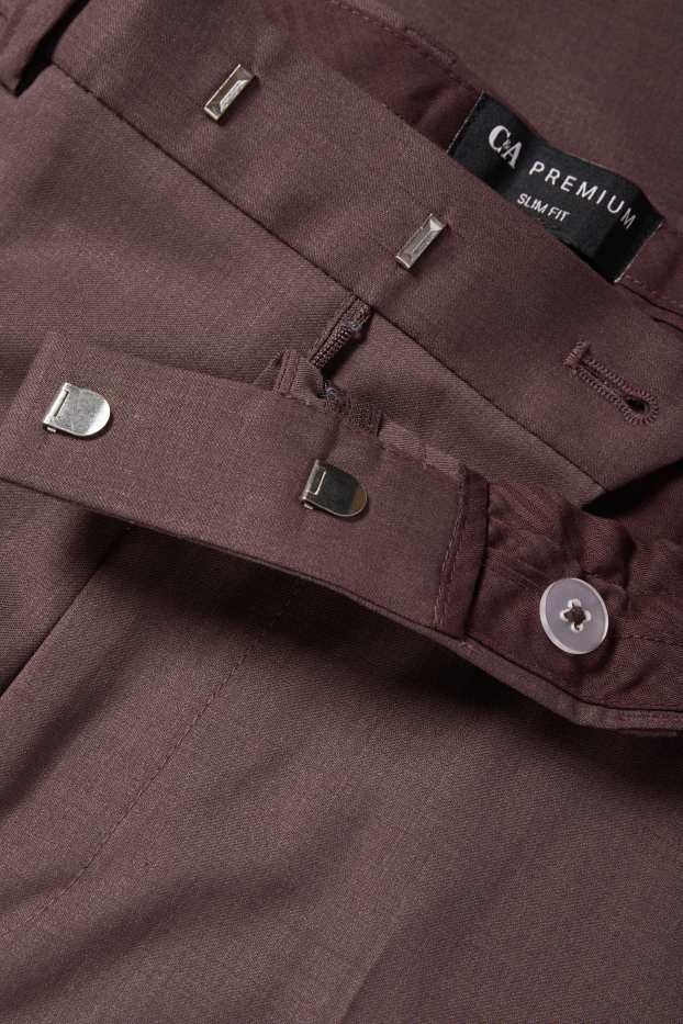 Uomo - Pantaloni coordinabili con componente di lana vergine - slim fit - materiale elasticizzato - bordeaux