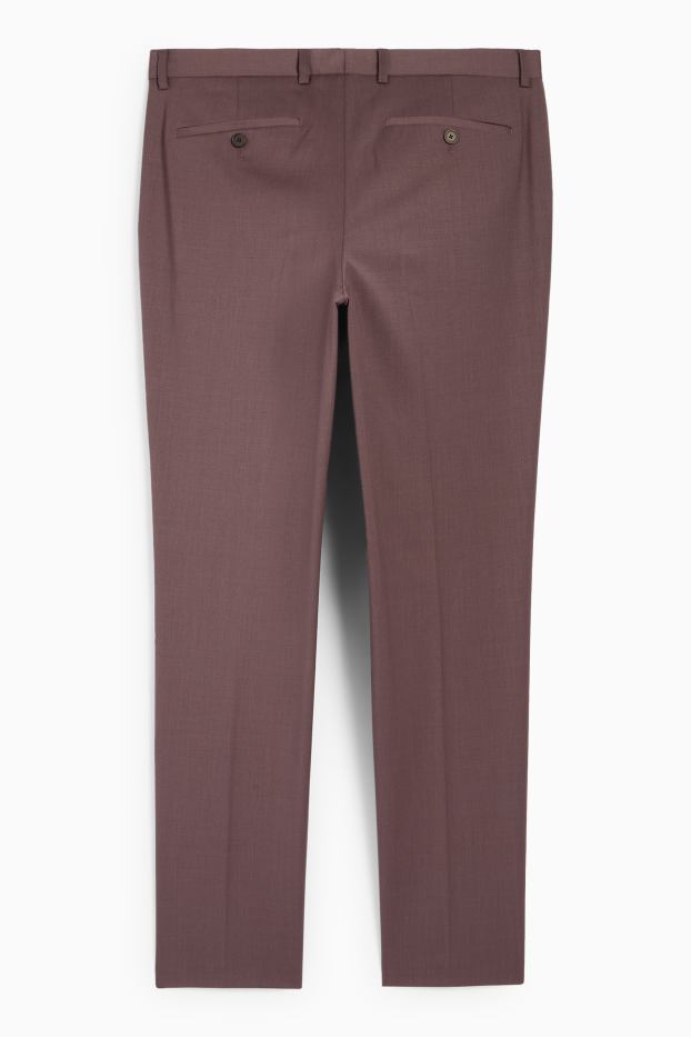 Uomo - Pantaloni coordinabili con componente di lana vergine - slim fit - materiale elasticizzato - bordeaux