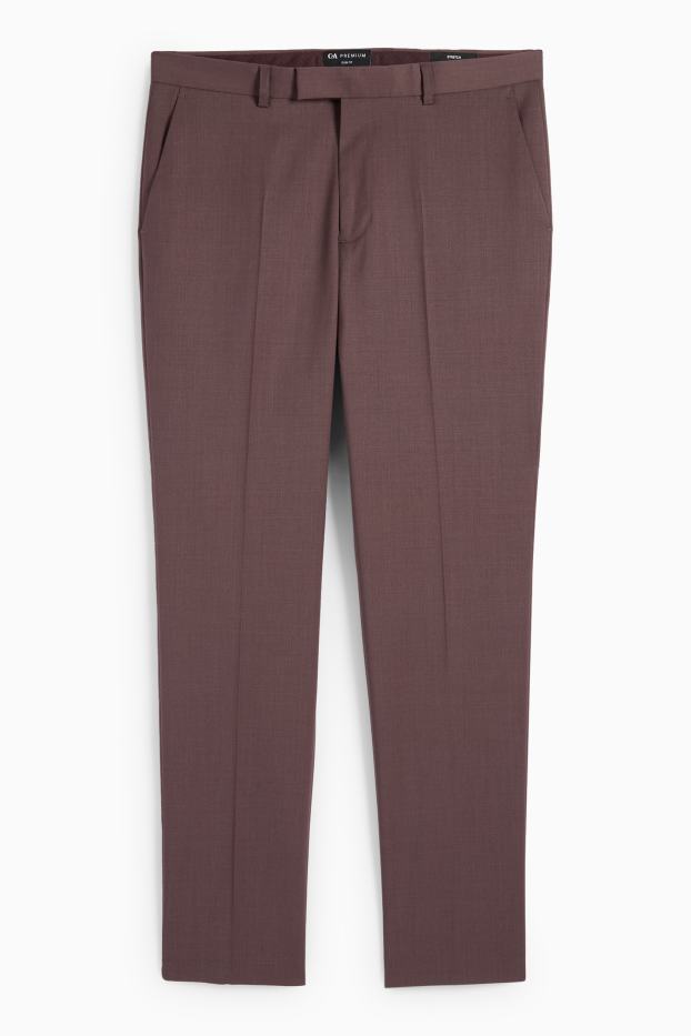Uomo - Pantaloni coordinabili con componente di lana vergine - slim fit - materiale elasticizzato - bordeaux