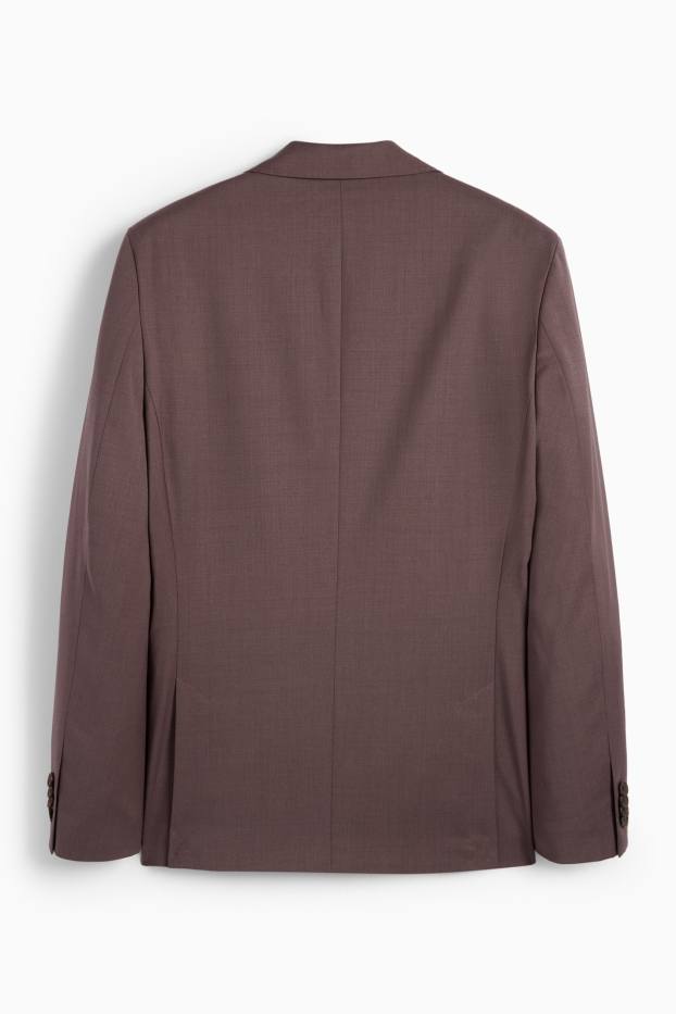 Hommes - Veste de costume en laine mélangée - slim fit - finition extensible - bordeaux
