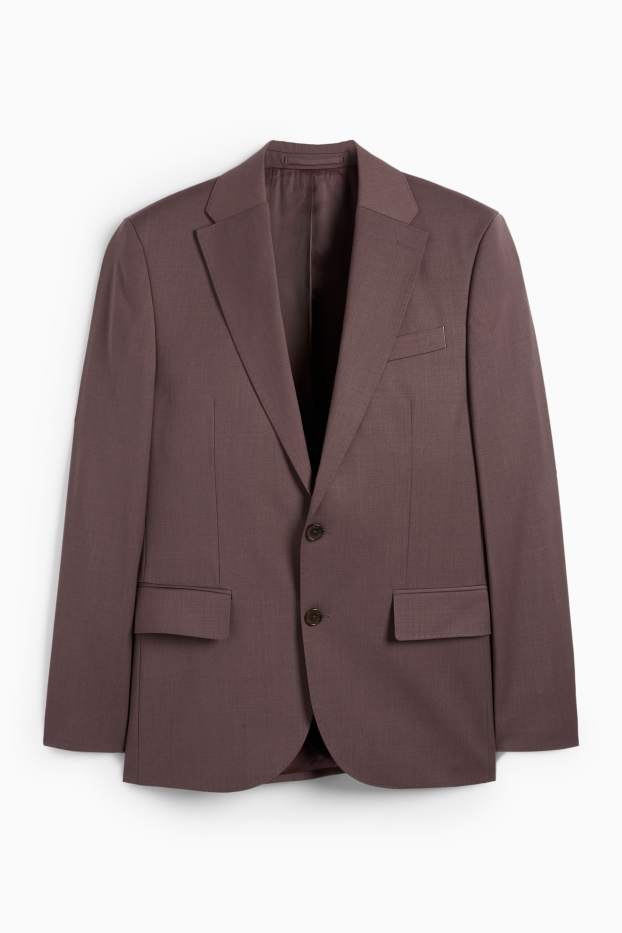 Hommes - Veste de costume en laine mélangée - slim fit - finition extensible - bordeaux