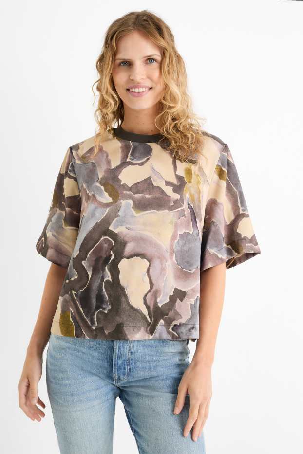 Damen - Bluse - gemustert - beige