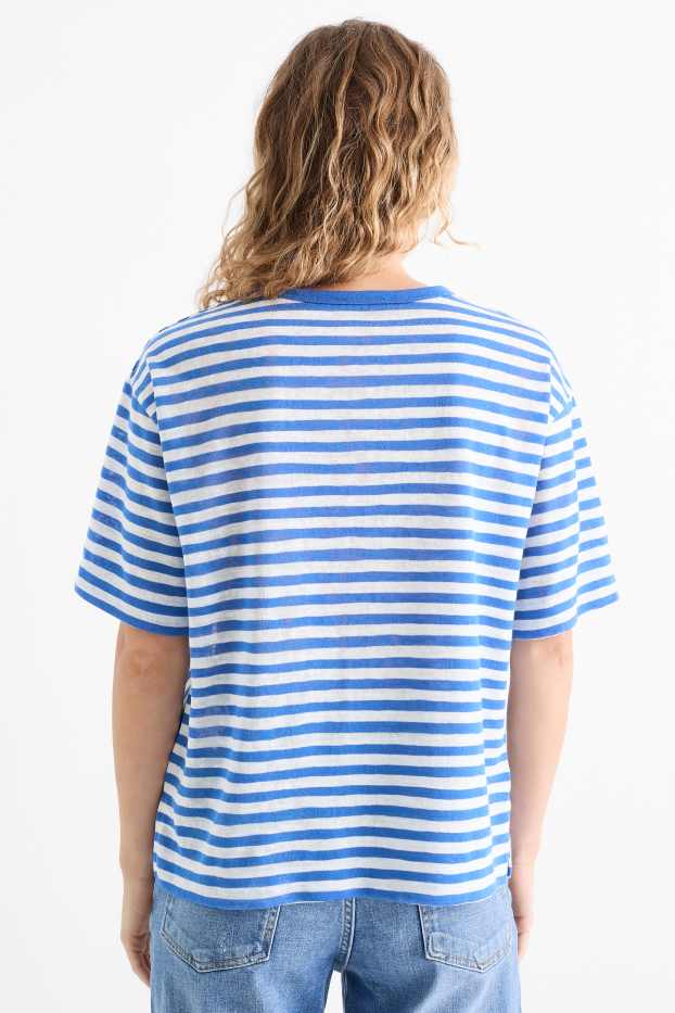 Damen - T-Shirt - Regular Fit - gestreift - blau / weiß
