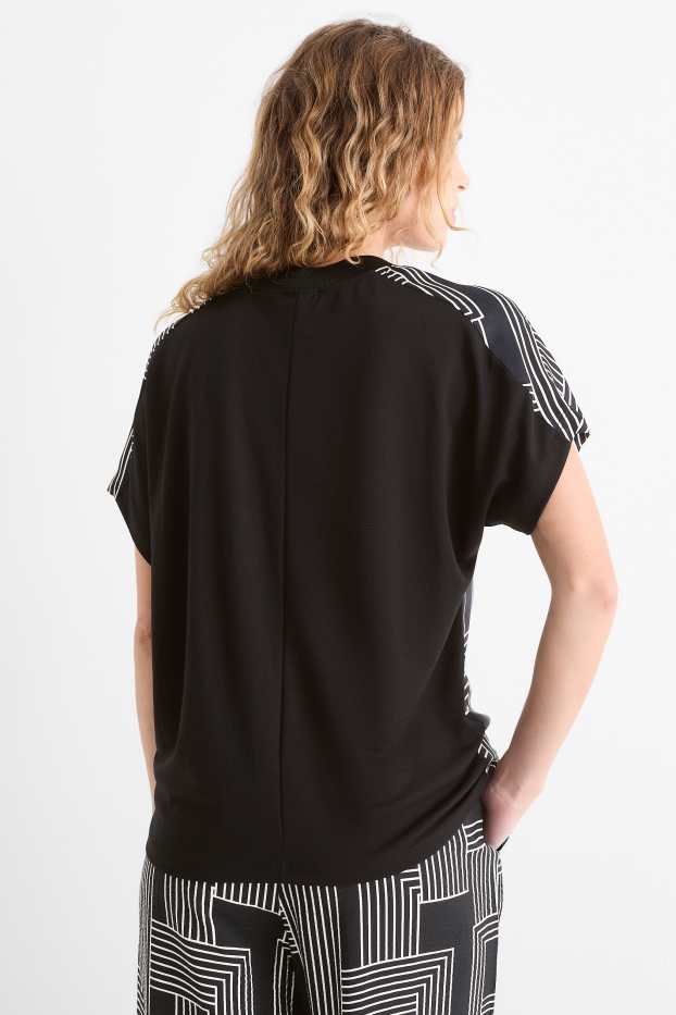 Femmes - T-shirt - relaxed fit - à motif - noir