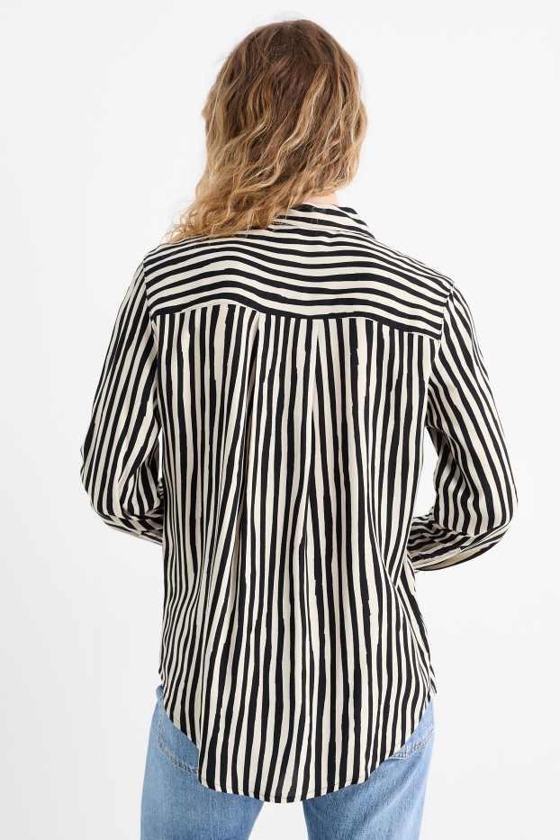 Women - Shirt blouse - striped - black / beige