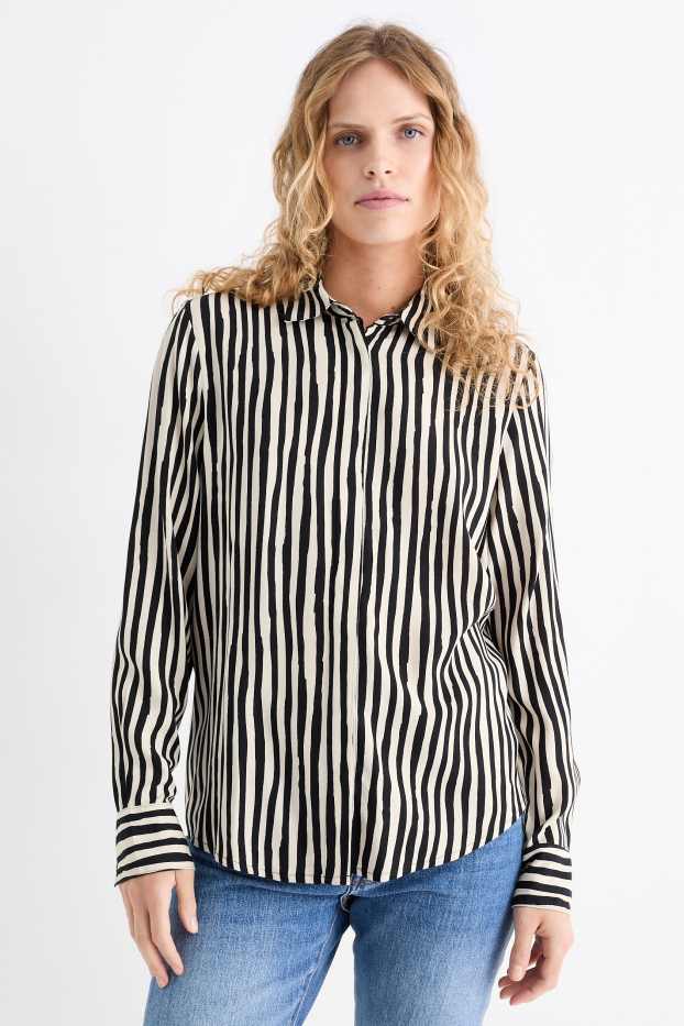 Women - Shirt blouse - striped - black / beige