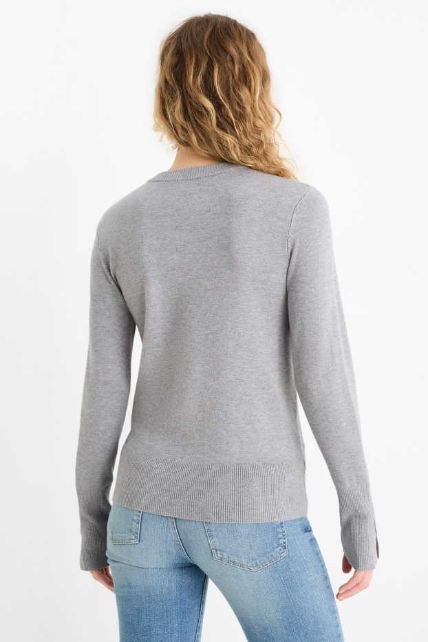 Damen - Feinstrick-Pullover - grau