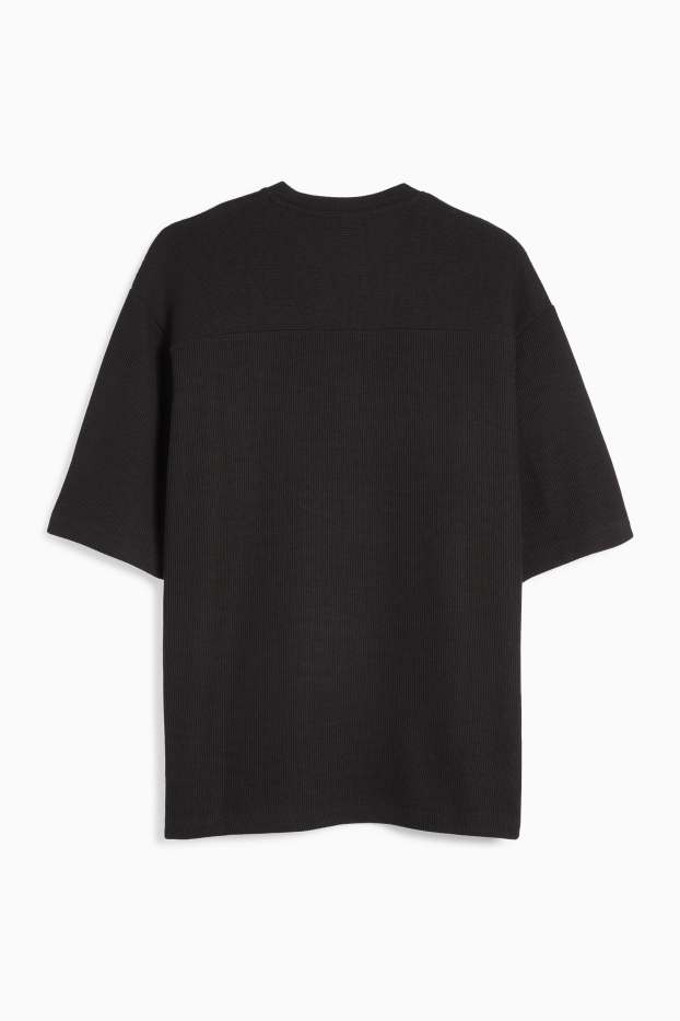 Herren - T-Shirt - Oversized - gerippt - schwarz