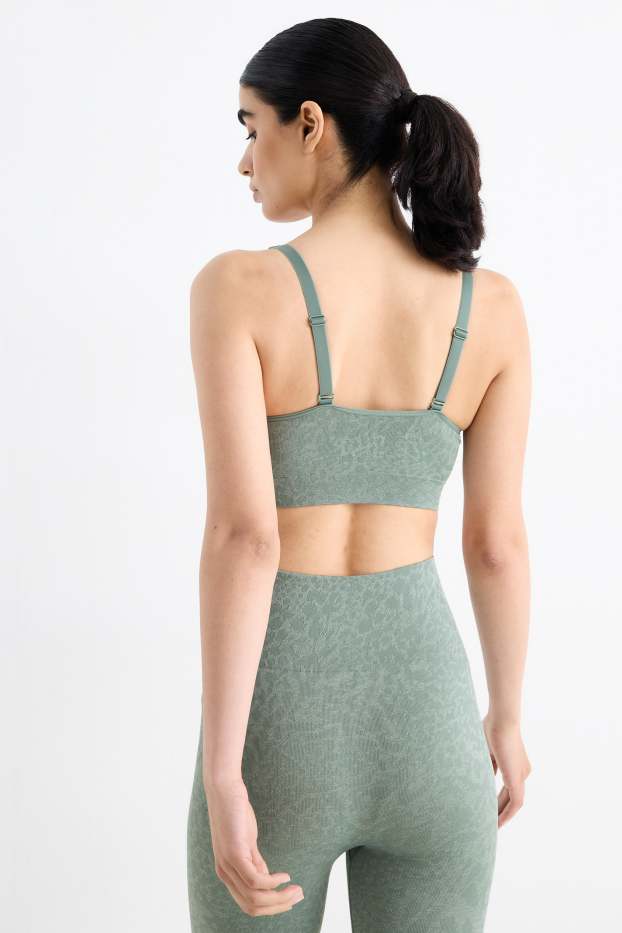 Women - Sports bra - padded - patterned - green
