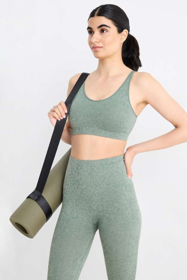 Women - Sports bra - padded - patterned - green