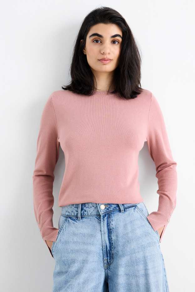 Donna - Maglione in filato lavorato a maglia fine - rosa scuro