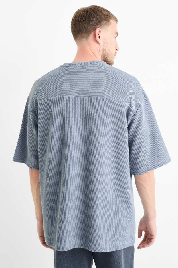 Herren - T-Shirt - Oversized - gerippt - hellblau