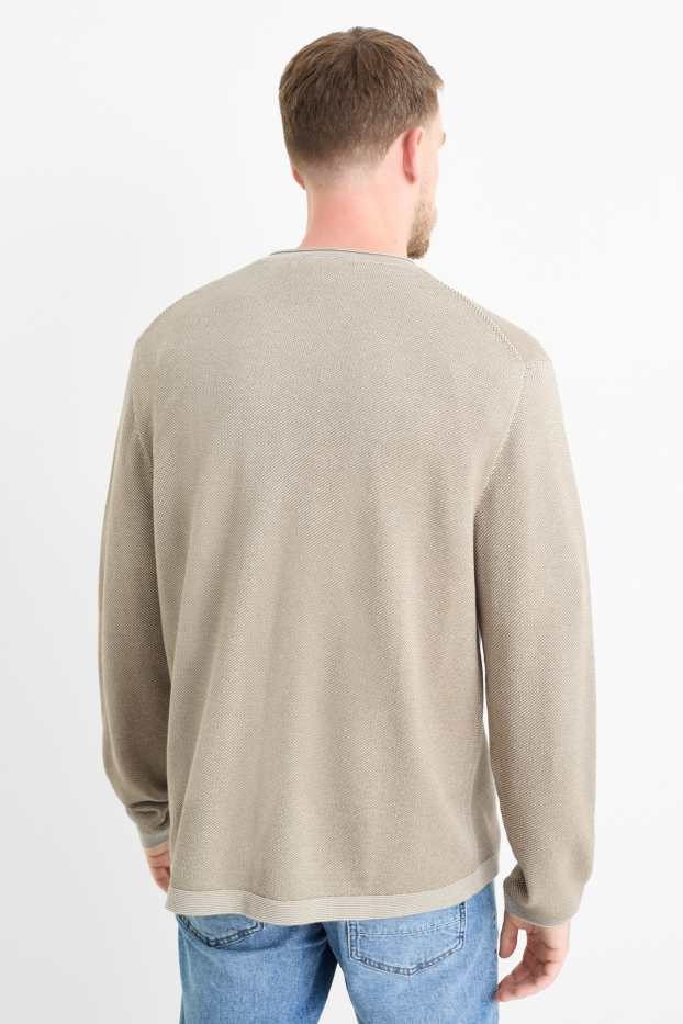 Hommes - Pull - texturé - beige