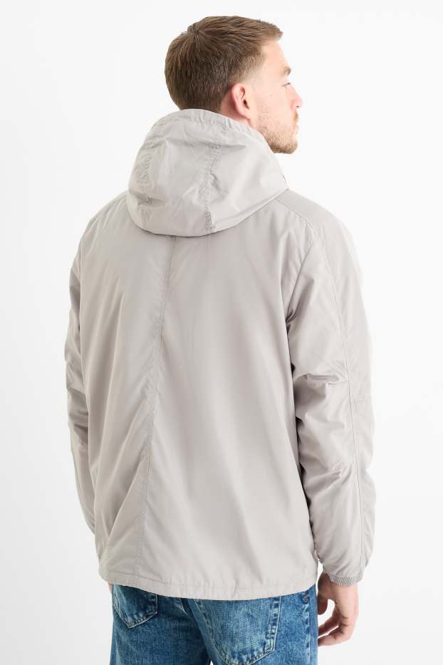 Uomo - Giacca con cappuccio - idrorepellente - grigio
